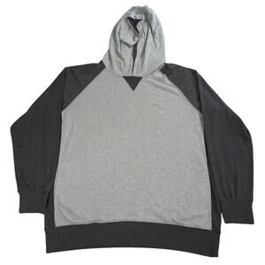 Seventh Avenue Mens Hoodie 2XL Gray Charcoal Two Tone Pullover Polyester Fleece
